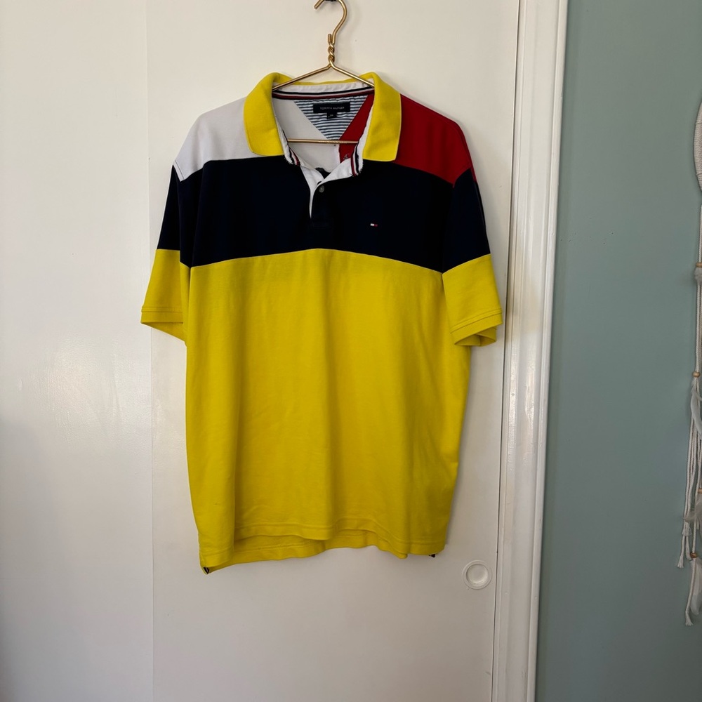 Tommy Hilfiger Men's Polo Shirt - Yellow, Red, Blue, White